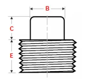 Threaded Square Head Plug Dimensions and weights